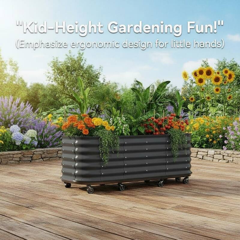 Self-Watering Raised Garden Bed, with Lockable Wheels & Water Reservoir