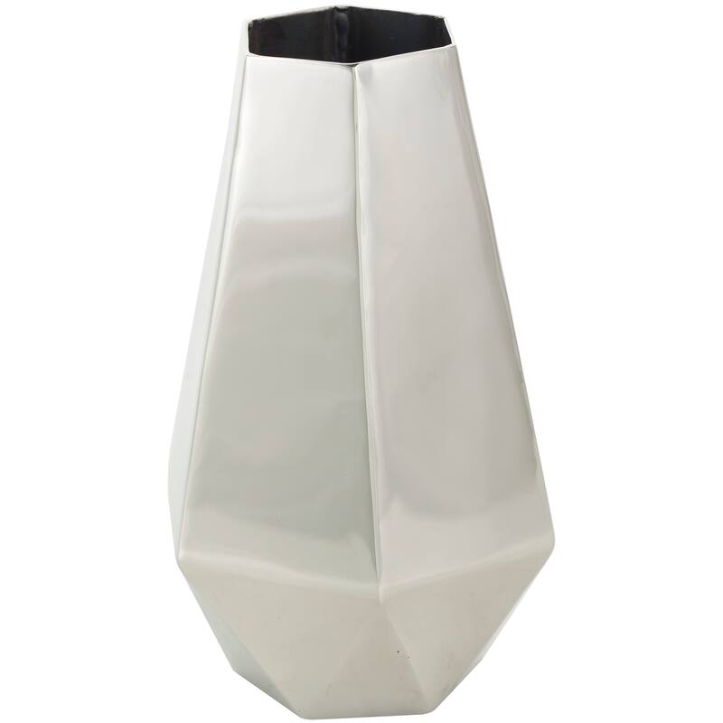 Silver or Gold Stainless Steel Metal Hexagon Shaped Geometric Vase with Varying Heights (Set of 3)