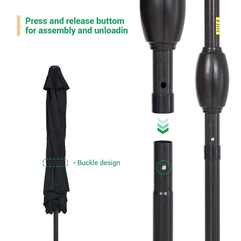 LIVOOSUN 7.5ft Steel Patio Market Umbrella Tilt System