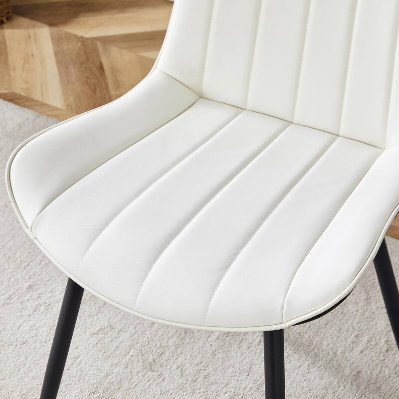 Vertical Striped Backrest Dining Chair with Metal Legs Upholstered Chair for Dining Room Dining Chair, Set of 4
