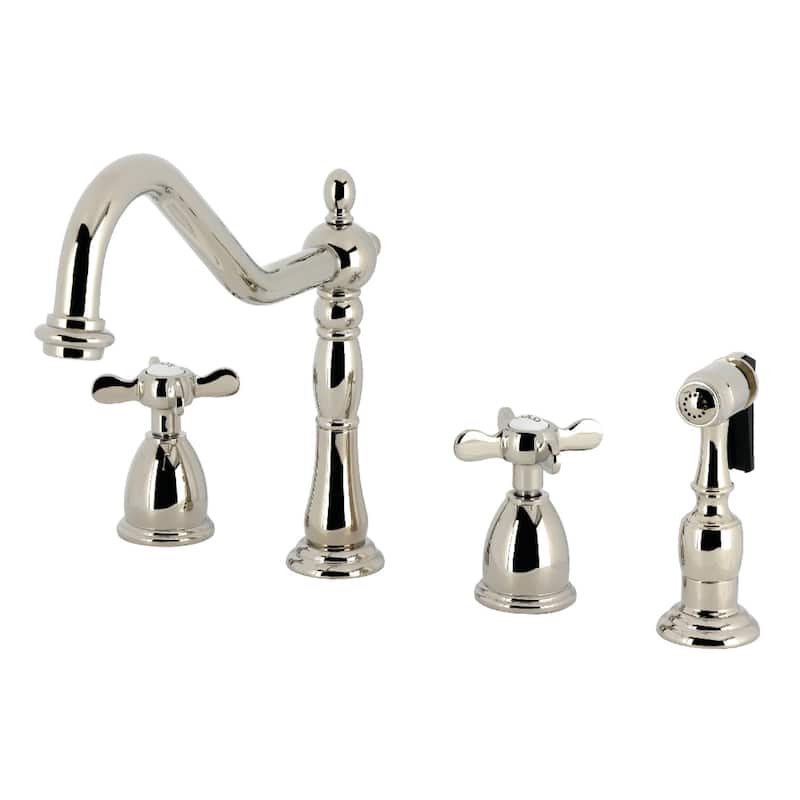 Kingston Brass Heritage Cross Kitchen Faucet with Side Spayer