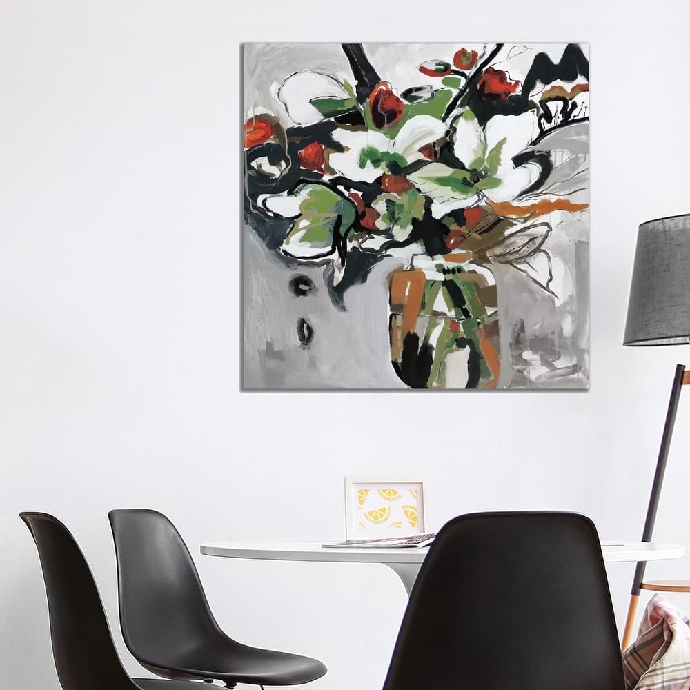 iCanvas "Blooms Of Smokey Grey" by Angela Maritz Canvas Print