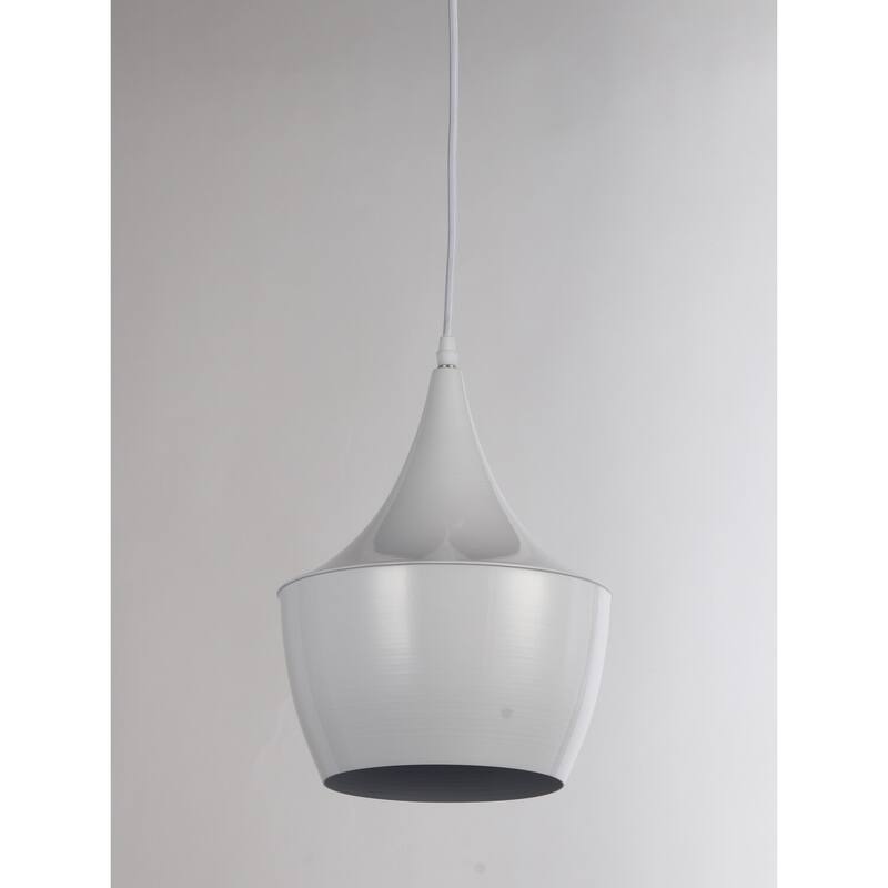 Pendant Light - 1 Light Farmhouse Ceiling Fixture - White Shade Adjustable Height - 12