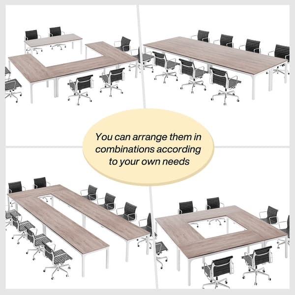 dimension image slide 7 of 9, 13FT Large Rectangle Conference Meeting Seminar Table for 12-16 Person (Set of 4)
