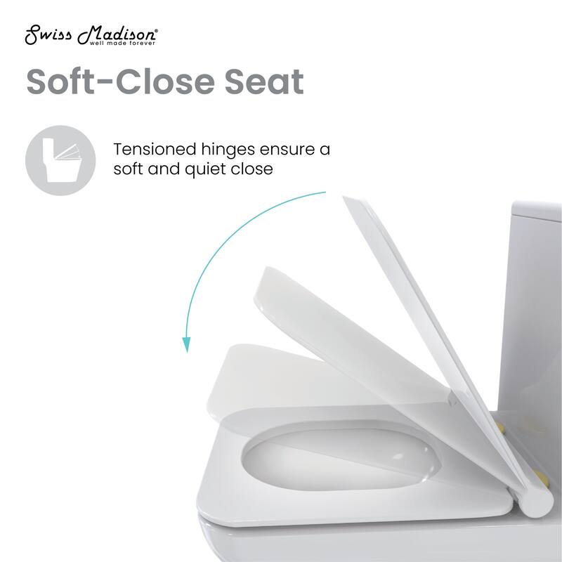 Charme One Piece Square Toilet Dual Flush, Brushed Gold Hardware 1.1/1.6 Gpf - 25.8" x 14.95" 29.95"