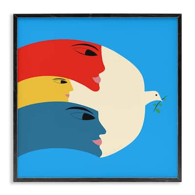 Stupell Peaceful Dove with Faces Framed Giclee Art Design By Carrie Cantwell