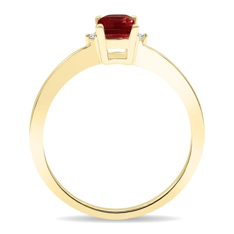 Women's Emerald Cut Garnet and Diamond Classic Band in 10K Yellow Gold