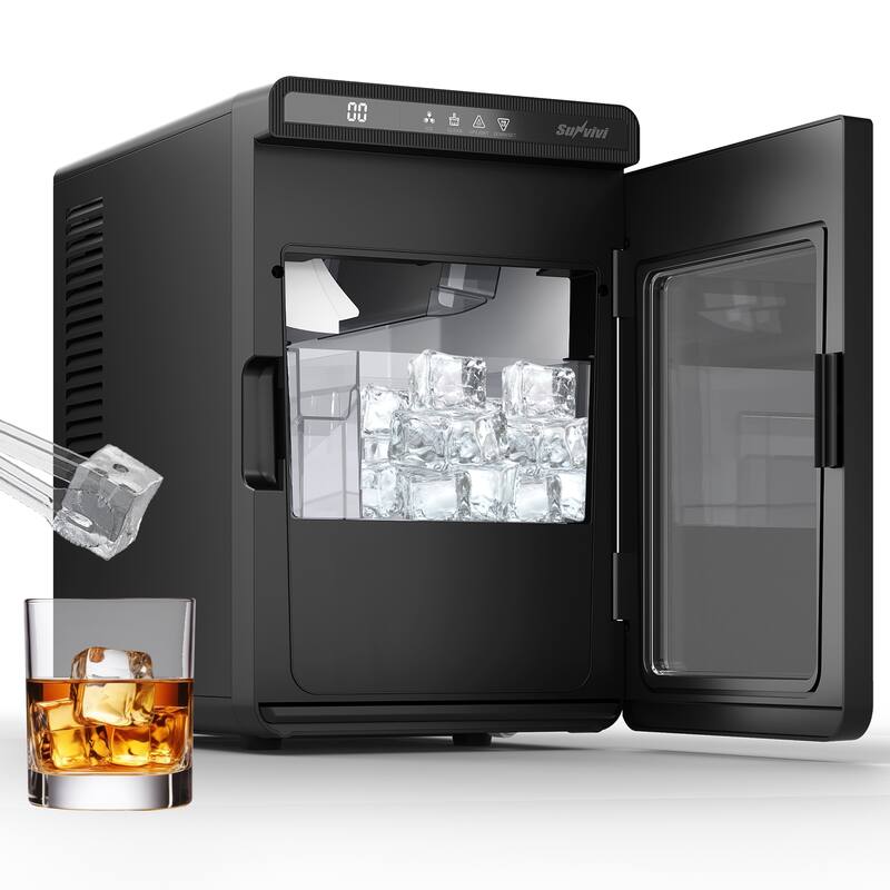 Clear Ice Maker - Compact Countertop Ice Machine with 1.6" Square Cubes