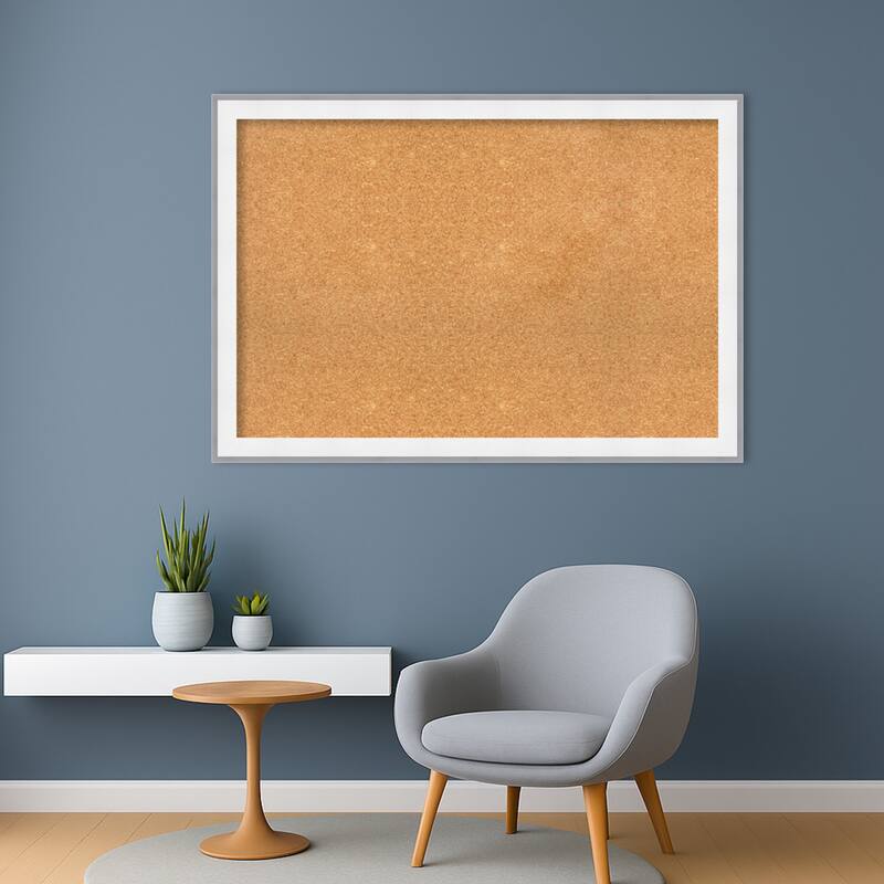 Maya White Silver Framed Cork Board - Bulletin Board, Organization Board, Pin Board