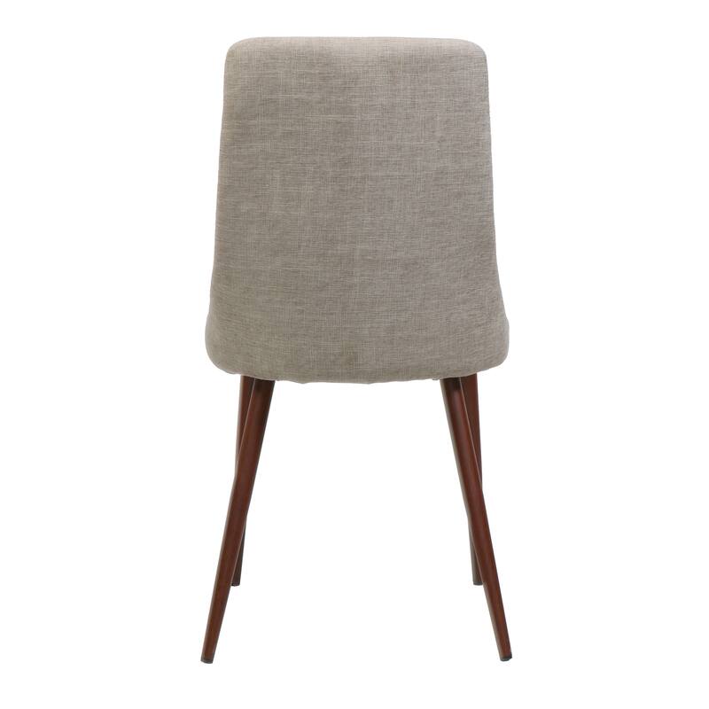Modern Set of 2 Dining Chairs with Fabric Upholstered Backrest Seat, Wood Finish, Metal Legs for Dining Room Living Room