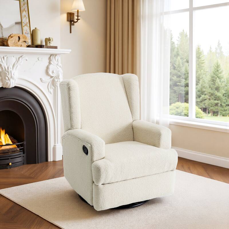 UIXE Upholstered Chenille/Boucle Swivel Glider Rocker Recliner