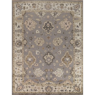 Gray Oushak Indian Area Rug Handmade Wool Carpet - 8'4"x 10'1"