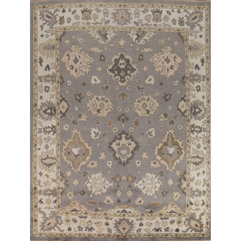 Gray Oushak Indian Area Rug Handmade Wool Carpet - 8'4"x 10'1"