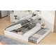 preview thumbnail 6 of 13, Full Size Platform Bed with Hydraulic Storage and Twin Trundle, Side Table, and Lounge, Built-in Table, Ample Storage, White