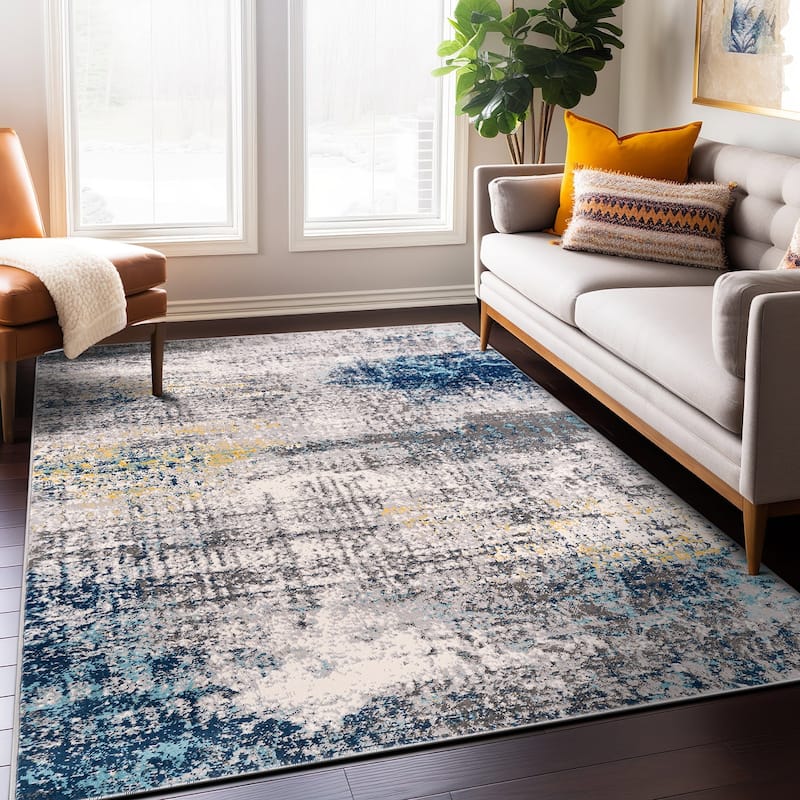 World Rug Gallery Geneva Contemporary Distressed Absract Area Rug