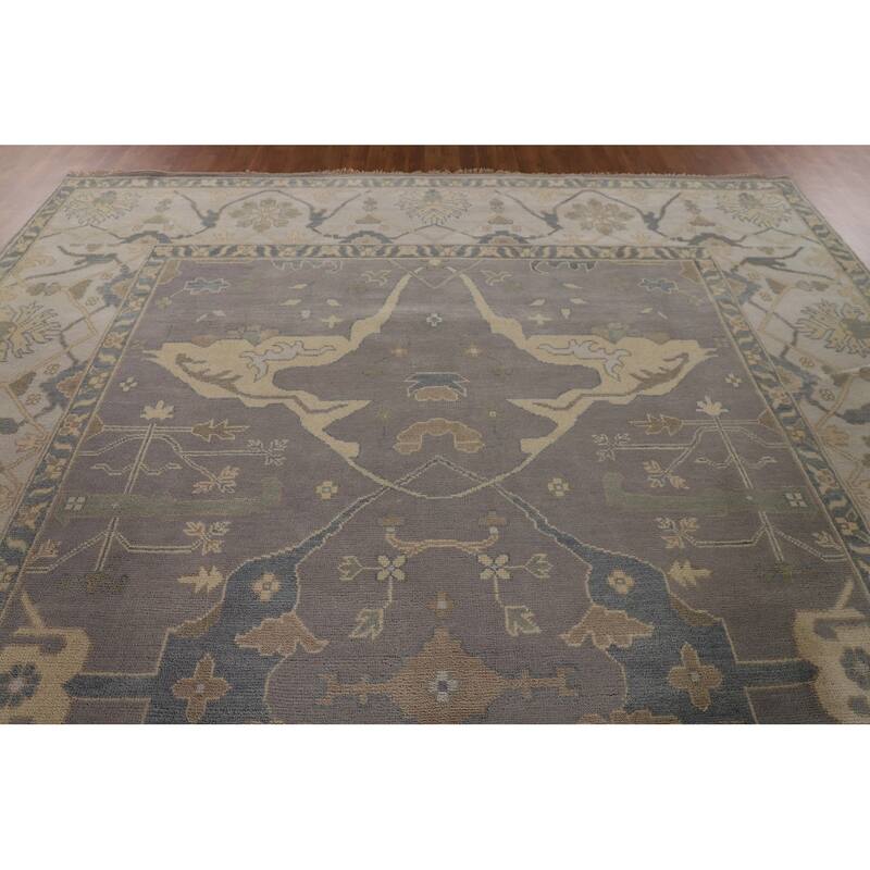 Gray Oushak Indian Large Area Rug Handmade Wool Carpet - 9'11"x 13'9"