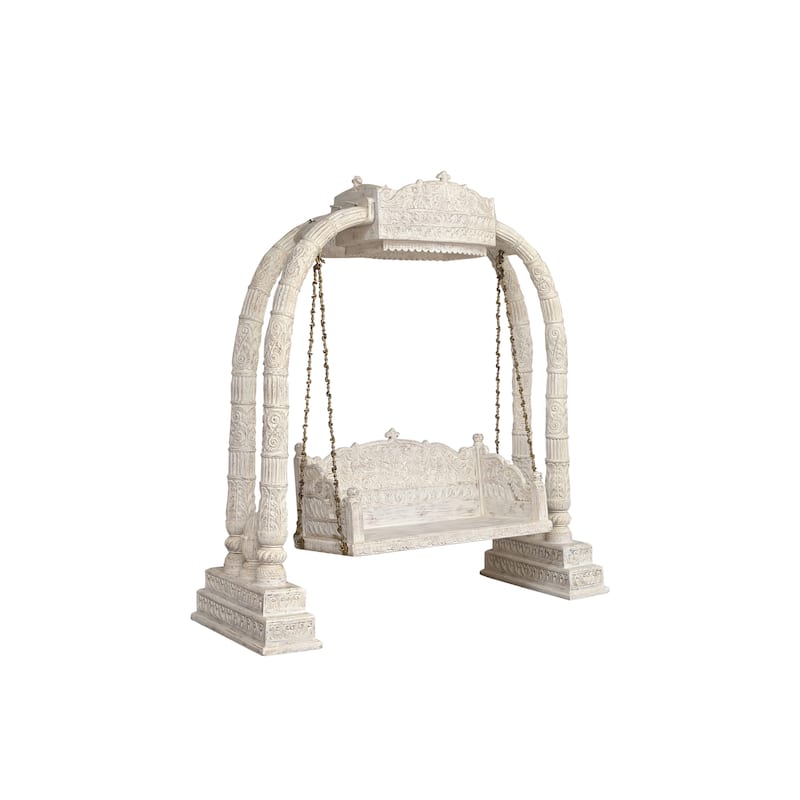 Clara Solid Wood Swinging Bench - White