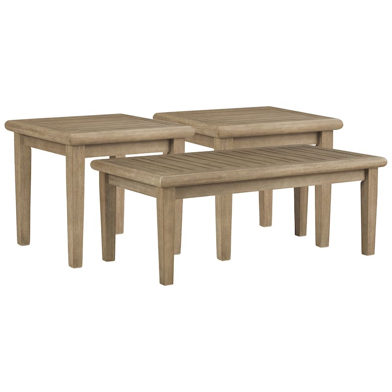 Signature Design by Ashley Gerianne Brown Outdoor Coffee Table with 2 End Tables - Brown
