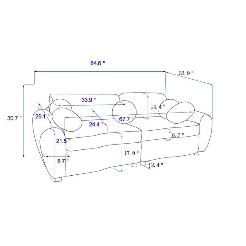 84"Modern Chenille Sofa Couch for Living Room
