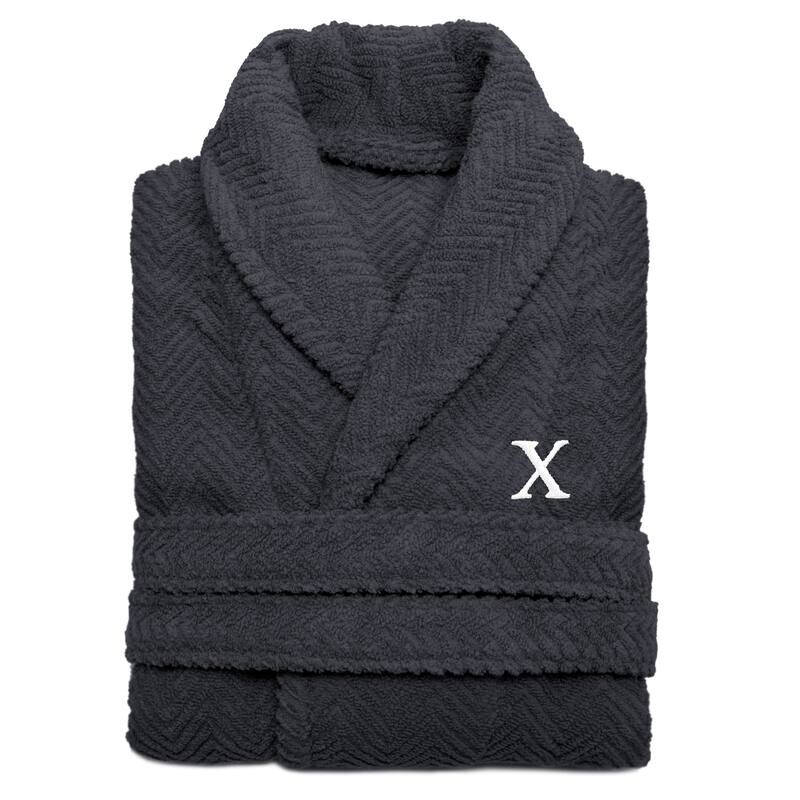 Authentic Hotel and Spa Turkish Cotton Charcoal Monogrammed Unisex Bath Robe - S/M - X