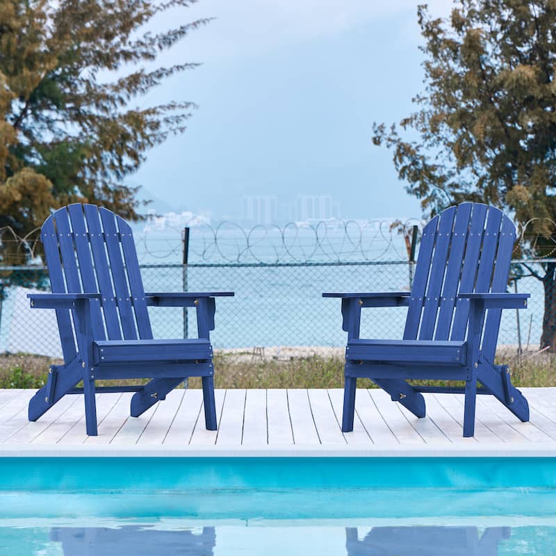 Yaheetech 2-piece Folding Adirondack Chair Solid Wood Garden Chair Weather Resistant - Blue