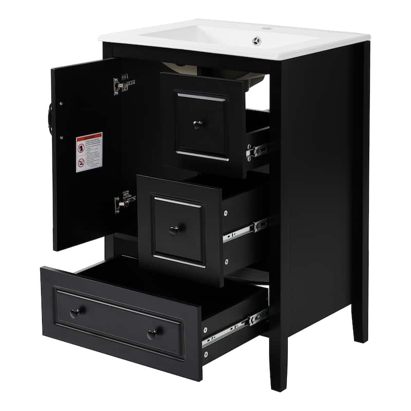 Small Bathroom Vanities with Sink, Floor-standing Bathroom Storage Cabinet, Bathroom Vanity with Soft-Closing Door & Drawers