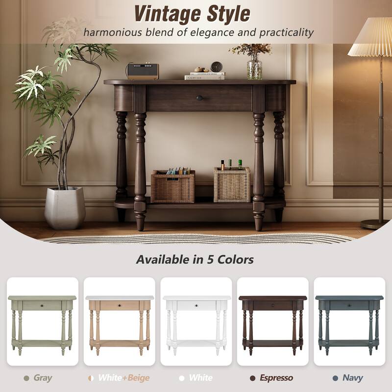 36 Inch Wood Console Table with Drawer and Shelf for Entryway