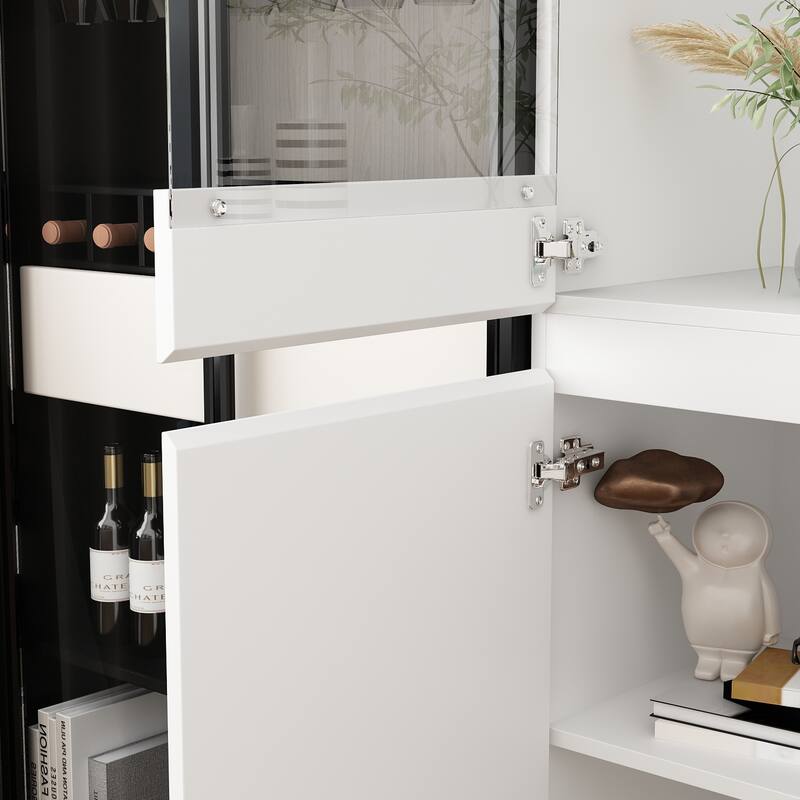 Modular Large display case,Bar Cabinet with glass doors,drawers,lights
