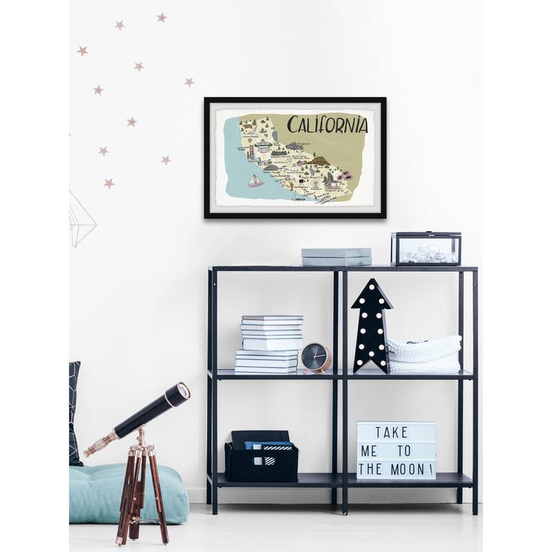 'Illustrated Map of California' Framed Painting Print