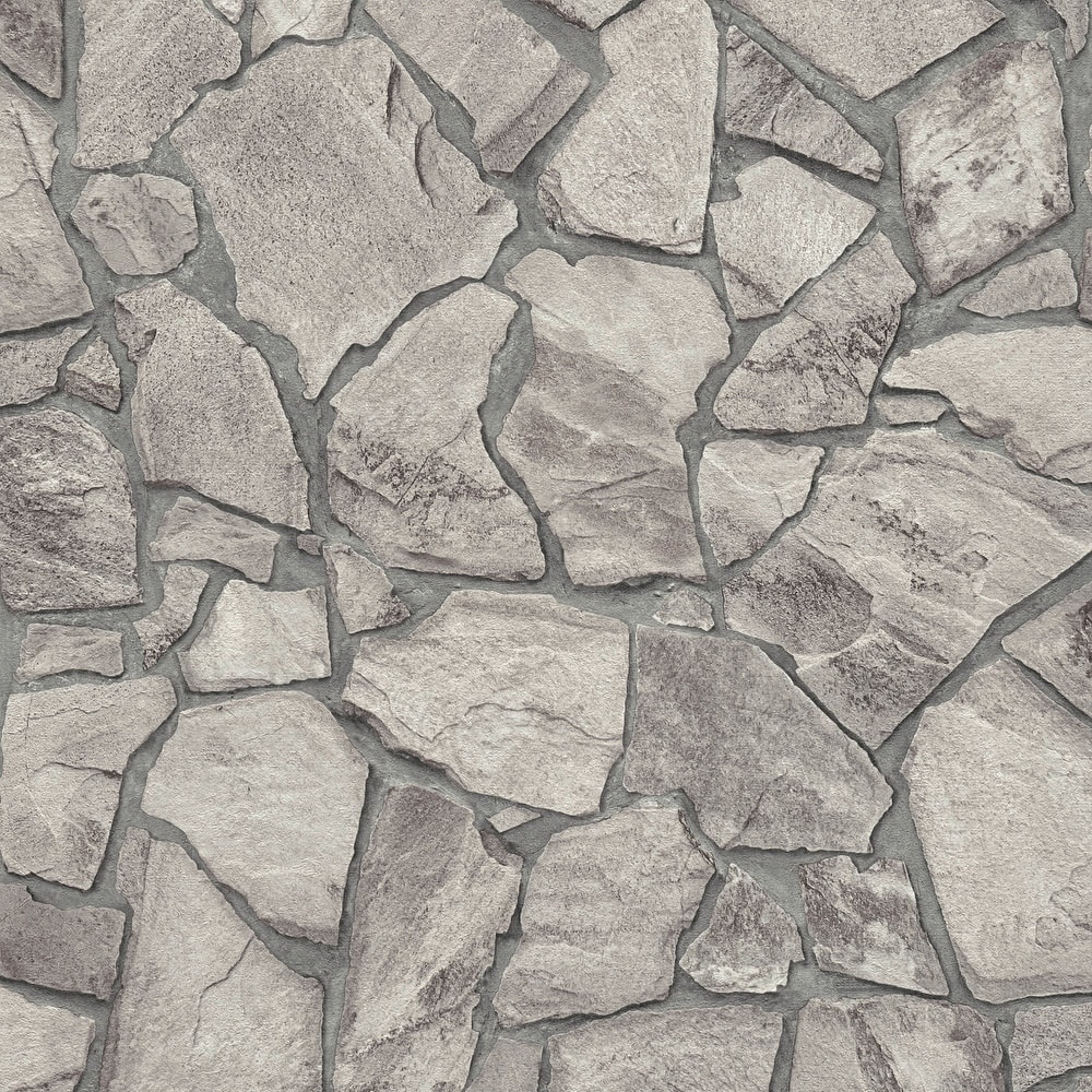 Galerie Wallcoverings Bricks and More Collection Slate Stone Wall Matte Finish Vinyl on Non-woven Wallpaper Roll