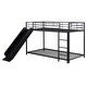 preview thumbnail 37 of 36, Unique Design Twin over Twin Size Metal Bunk Bed with Slide and Guardrails