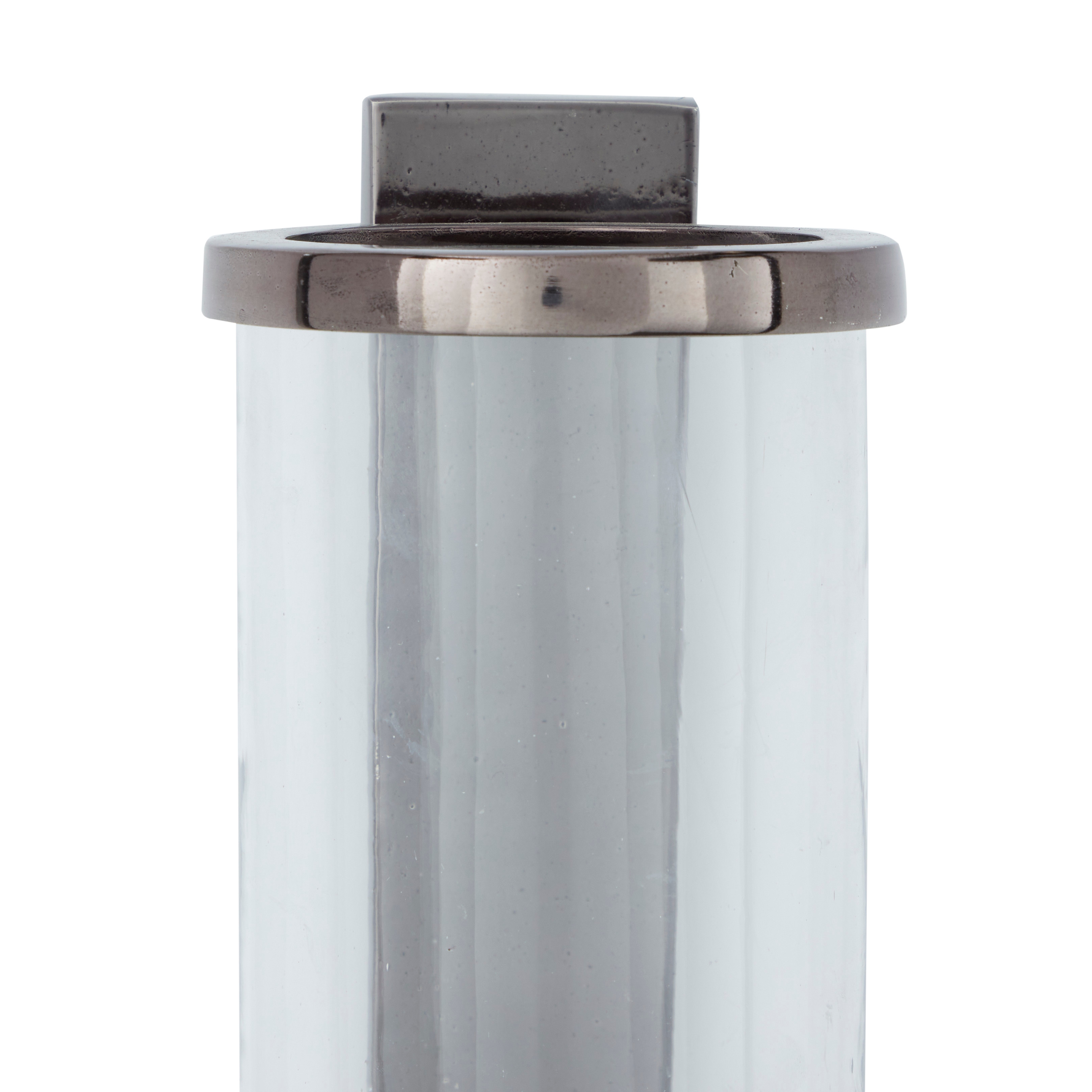 Contemporary Metal and Glass Wall Sconce in Silver, Gunmetal, or Gold - 5 x 7 x 16