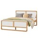preview thumbnail 5 of 6, Queen Size Solid Wood Platform Bed with White Headboard, Modern Design, No Box Spring Required