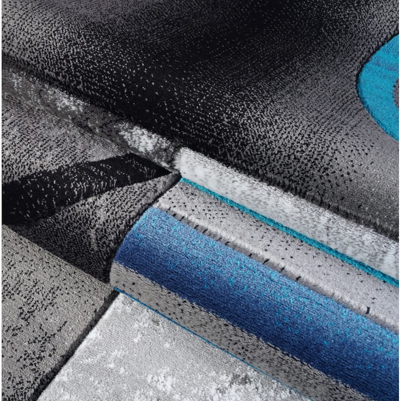 Modern Geometric Abstract Multicolor Area Rug