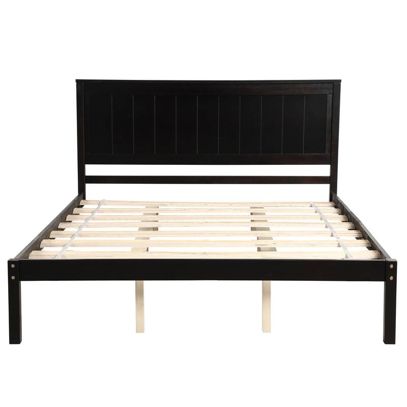 Twin/Full/Queen Wood Frame Platform Bed with Headboard