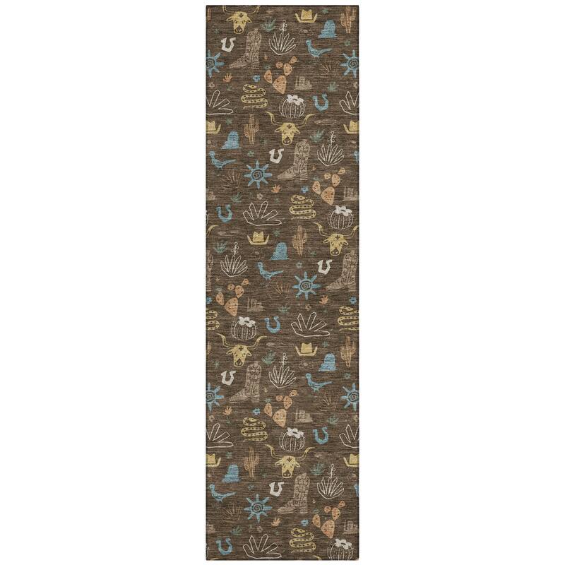 Machine Washable Indoor/ Outdoor Cowboy Ranch Chantille Rug