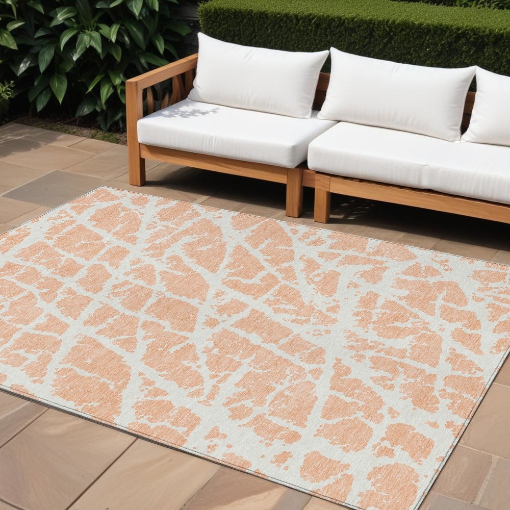 Rave Modern Art-Inspired Weather Resistant Blended Style Outdoor Rug