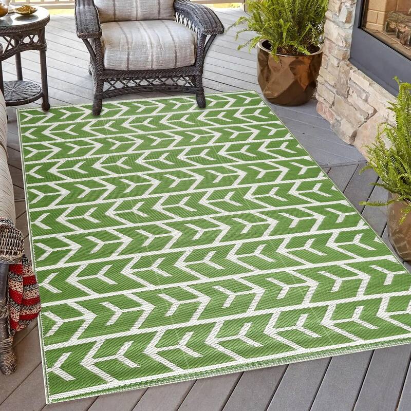 Playa Rug Outdoor Recycled Reversible Plastic Folded Mat/Rug Amsterdam Collection Lightweight & Weather, Water and UV Resistant