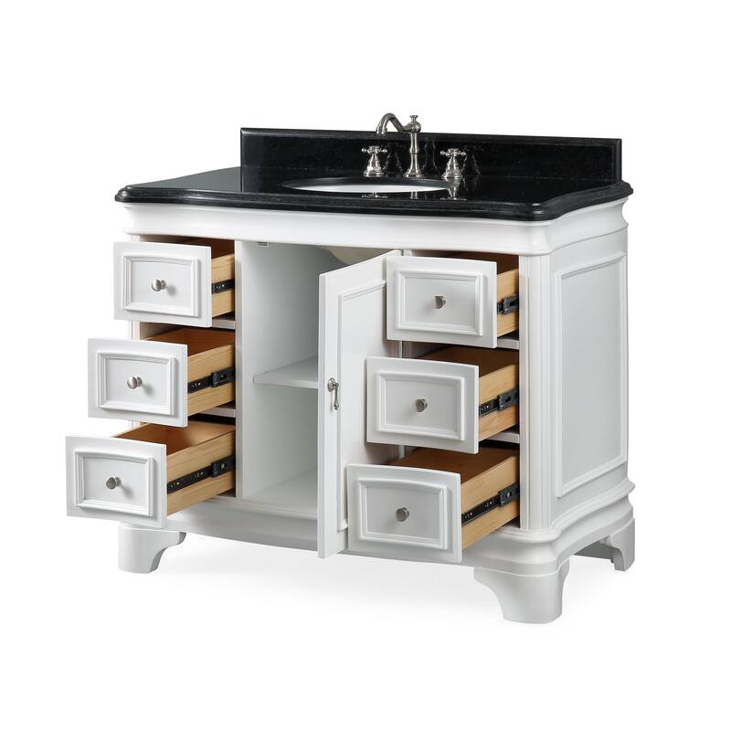 42" Benton Collection Sesto White Bathroom Vanity