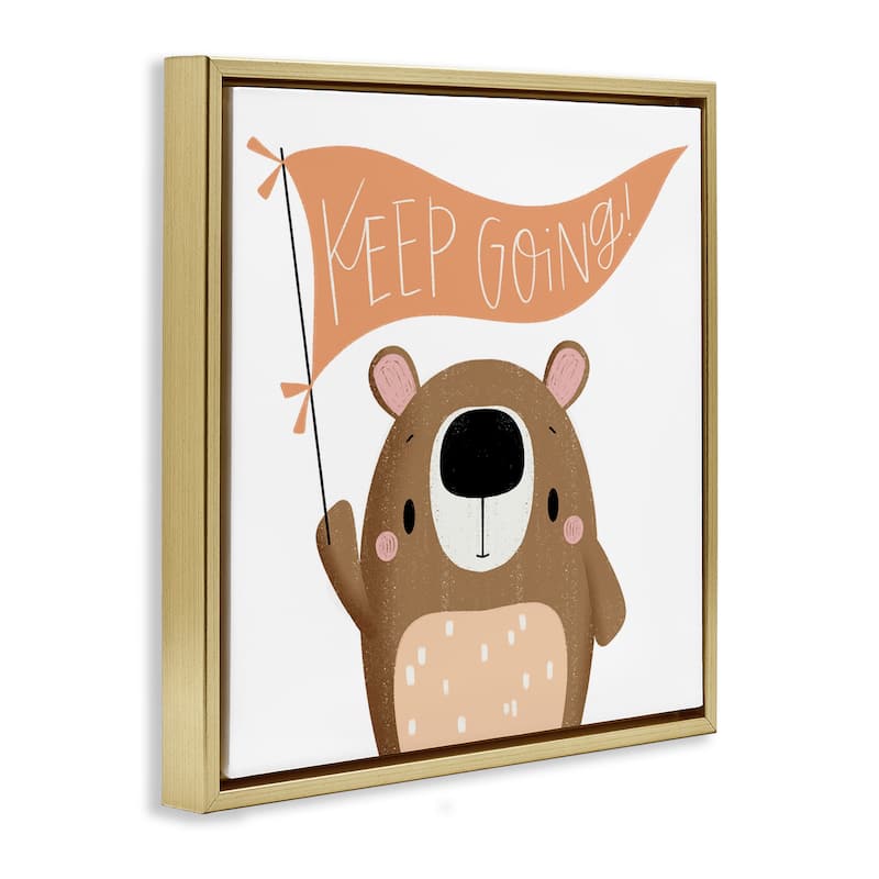 Stupell Motivational Bear Keep Going Framed Floater Canvas Wall Art Design By Sarah Hickman