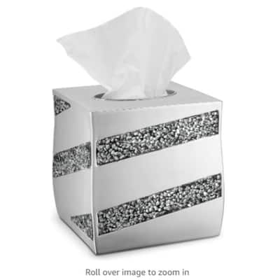 Creative Scents Silver Mosaic Square Tissue Box Cover - Gray - Gray