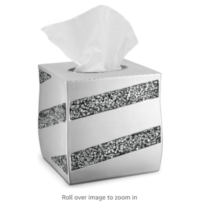 Creative Scents Silver Mosaic Square Tissue Box Cover - Gray