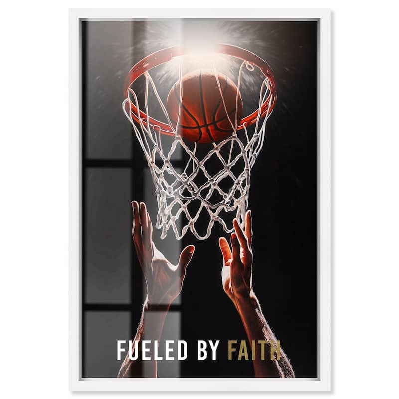 Fueled by Faith Basketball Shadowbox by Art Remedy - White - 24" x 36"
