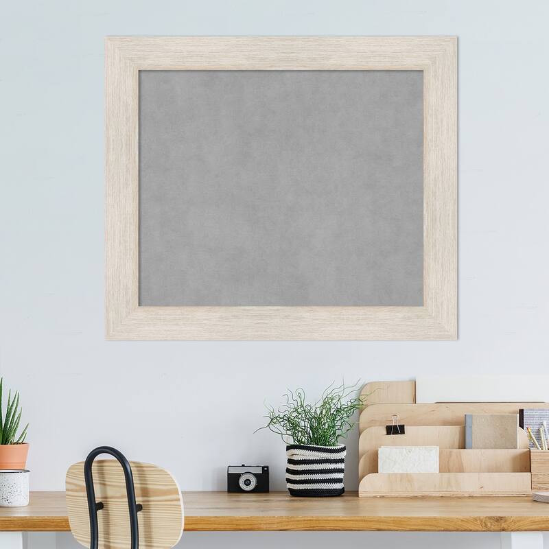 Amanti Art Hardwood White Wash Framed Magnetic Board