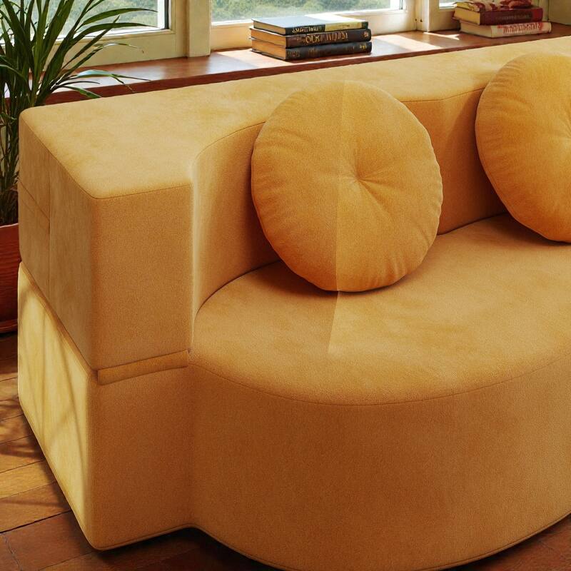 Convertible Floor Sofa Bed with 2 Pillows, Plush Corduroy Foam-Filled Folding Mattress, Full Size Sleeper, No Assembly Needed