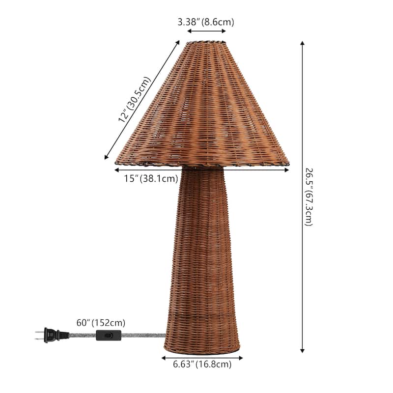 Kara 26.5" Woven Rattan Tapered Cylinder LED Table Lamp
