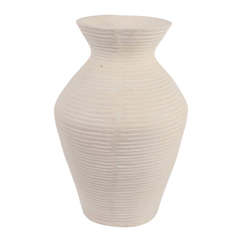Sculptural Ribbed Paper Mache Table Vase - Stylish Tall Flower Vase
