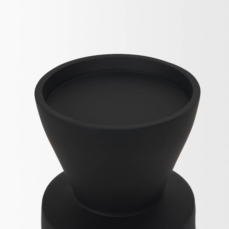 Odilia Large Smooth Matte Black Metal Geometric Pillar Candle Holder