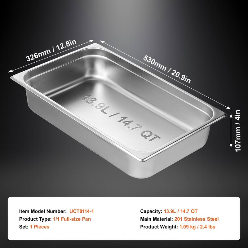 Hotel Pans, 0.8mm Thick Stainless Steel Restaurant Steam Table Pan, for Industrial & Scientific