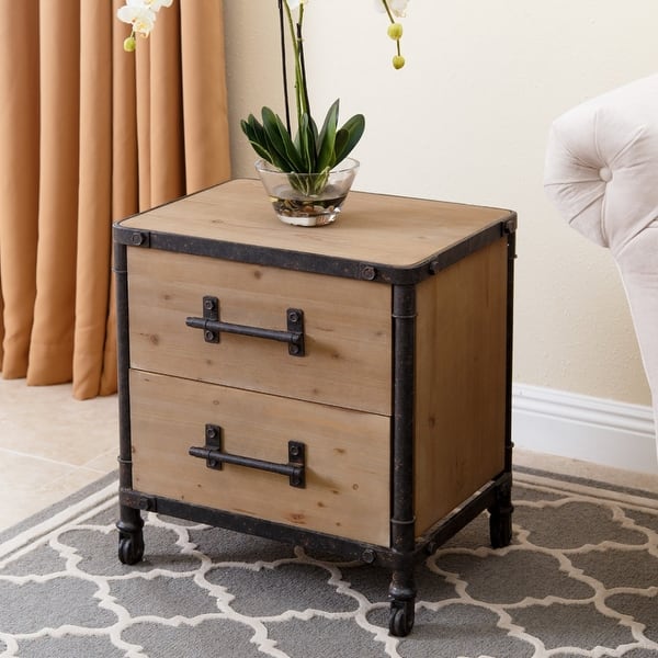 slide 2 of 6, Abbyson Northwood Industrial 2-Drawer Nightstand